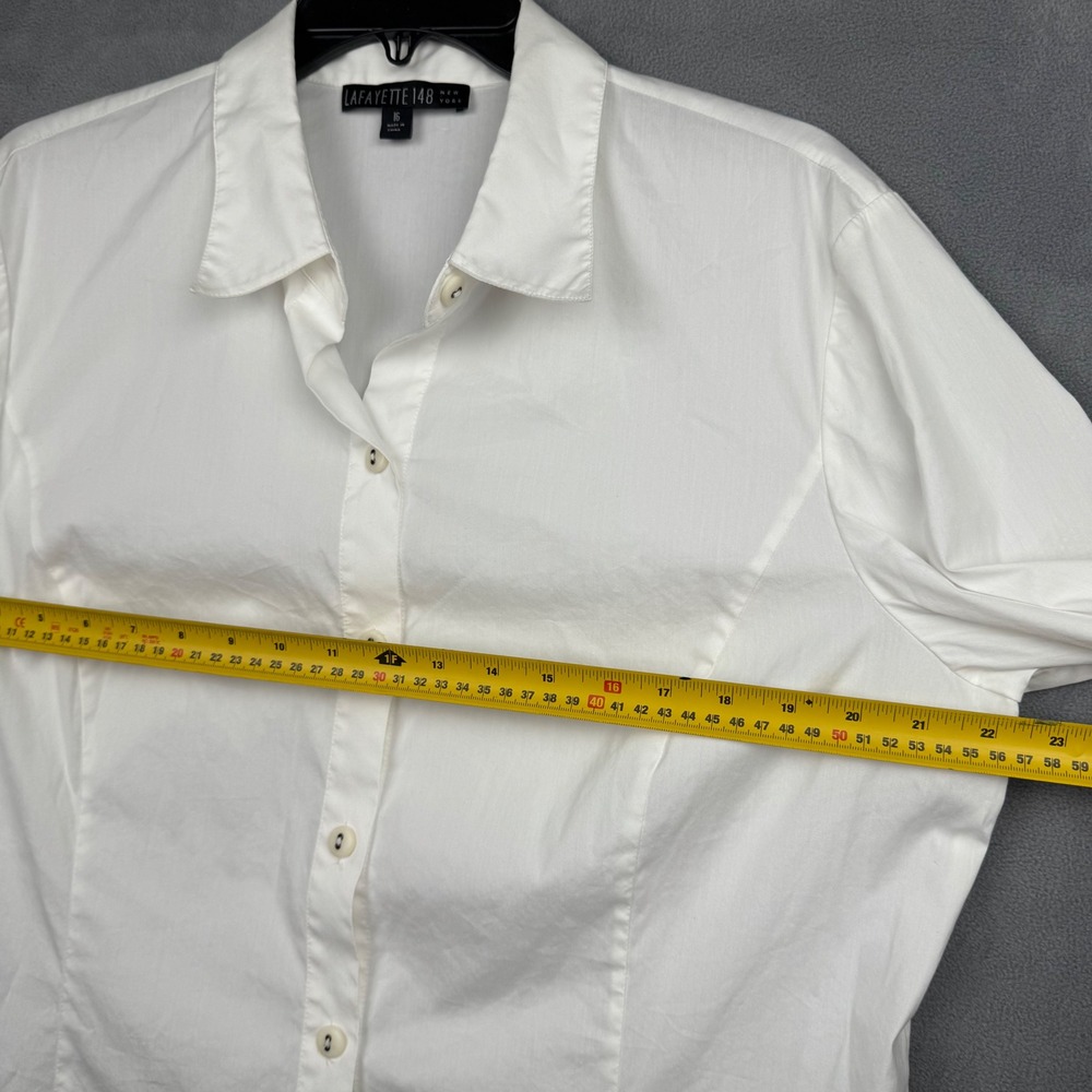 Lafayette 148 New York Crisp White Button Down Shirt - Picture 5 of 7